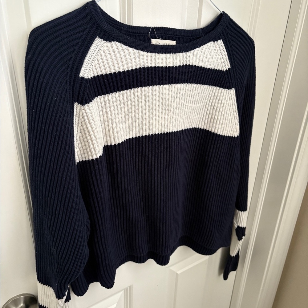 LA Hearts 100% Cotton Knit Striped Sweater in Navy - Picture 3 of 5